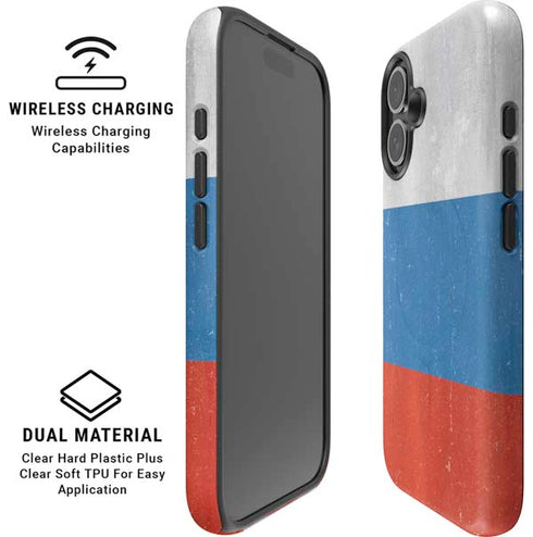 Russian Flag Distressed iPhone 16 Plus Magsafe Impact Case
